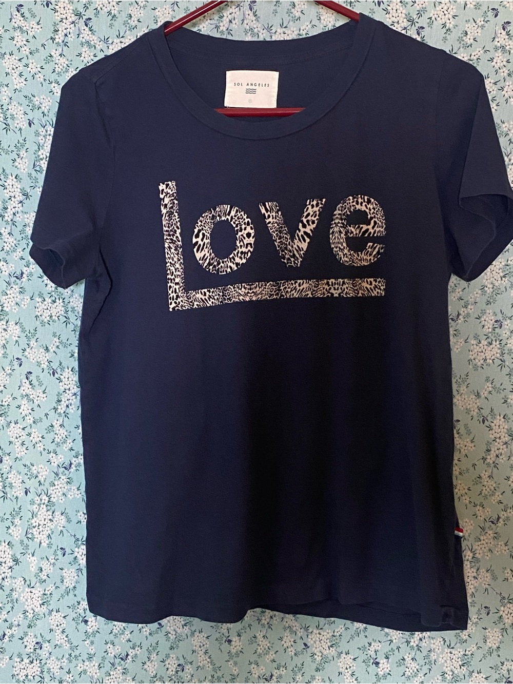 Sol Angeles Navy Cotton Tee with White Label